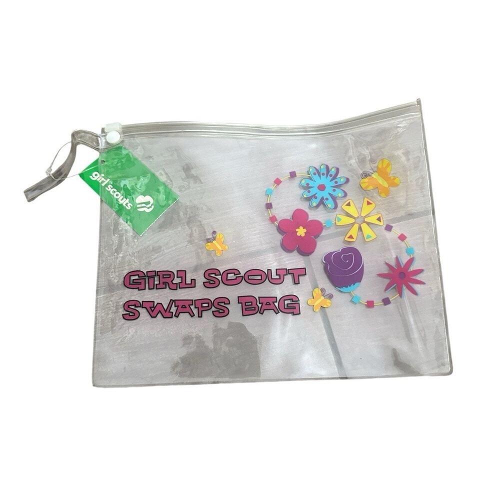 Girl Scout Clear Zippered Pouch With Colorful Design On Front NWT